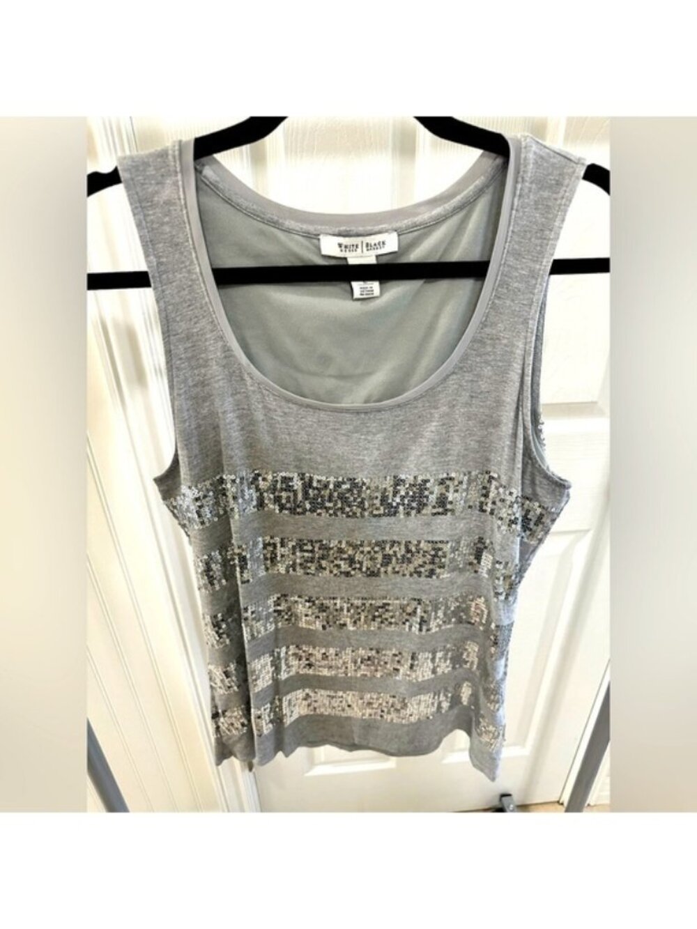 silver sequined tank top